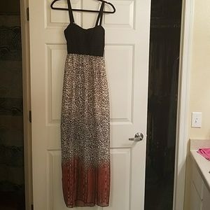 Lepord print maxi dress with keyhole back